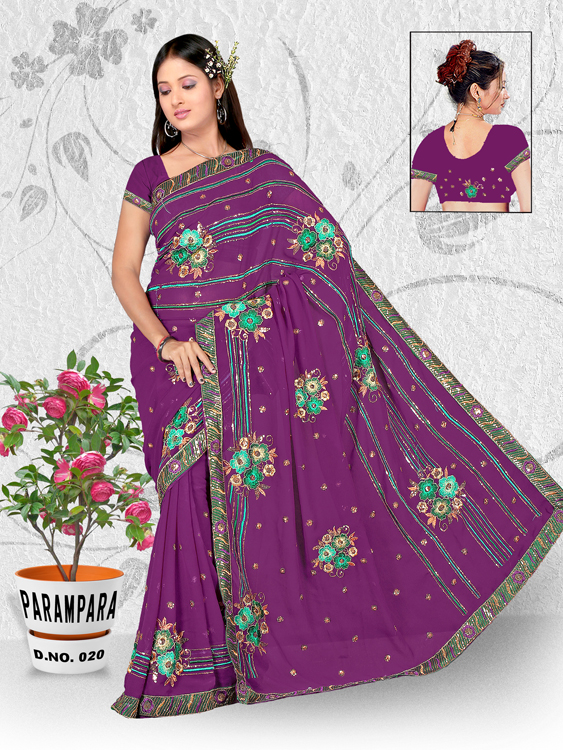 Manufacturers Exporters and Wholesale Suppliers of Embroidery Sequins Saree 11 SURAT Gujarat