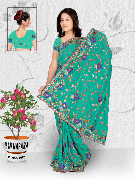 Manufacturers Exporters and Wholesale Suppliers of Embroidery Sequins Saree 12 SURAT Gujarat