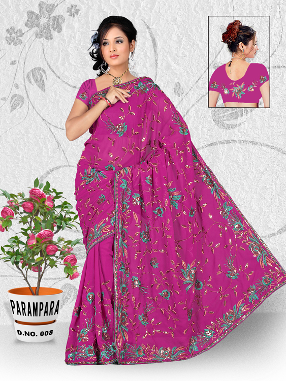 Manufacturers Exporters and Wholesale Suppliers of Embroidery Sequins Saree 13 SURAT Gujarat
