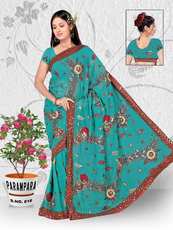 Manufacturers Exporters and Wholesale Suppliers of Embroidery Sequins Saree 15 SURAT Gujarat