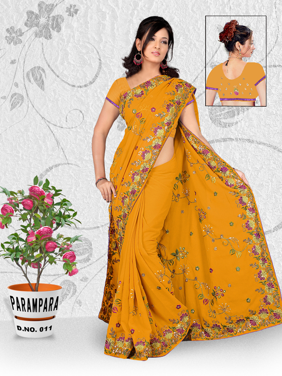 Manufacturers Exporters and Wholesale Suppliers of Embroidery Sequins Saree 16 SURAT Gujarat