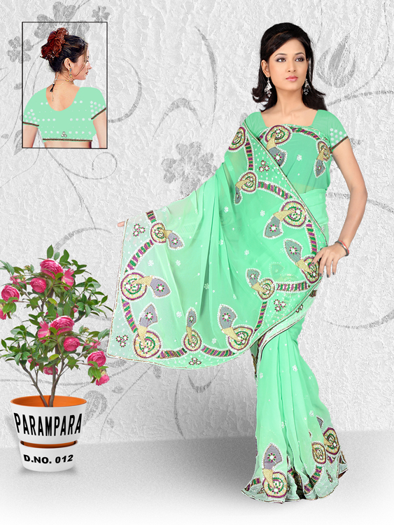Manufacturers Exporters and Wholesale Suppliers of Embroidery Sequins Saree 17 SURAT Gujarat