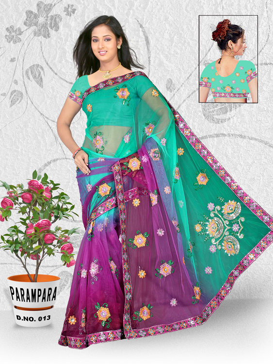 Manufacturers Exporters and Wholesale Suppliers of Embroidery Sequins Saree 18 SURAT Gujarat