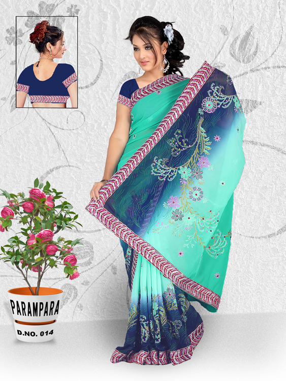 Manufacturers Exporters and Wholesale Suppliers of Embroidery Sequins Saree 19 SURAT Gujarat