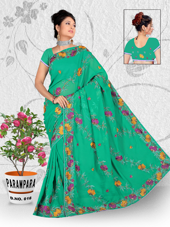 Manufacturers Exporters and Wholesale Suppliers of Embroidery Sequins Saree 21 SURAT Gujarat