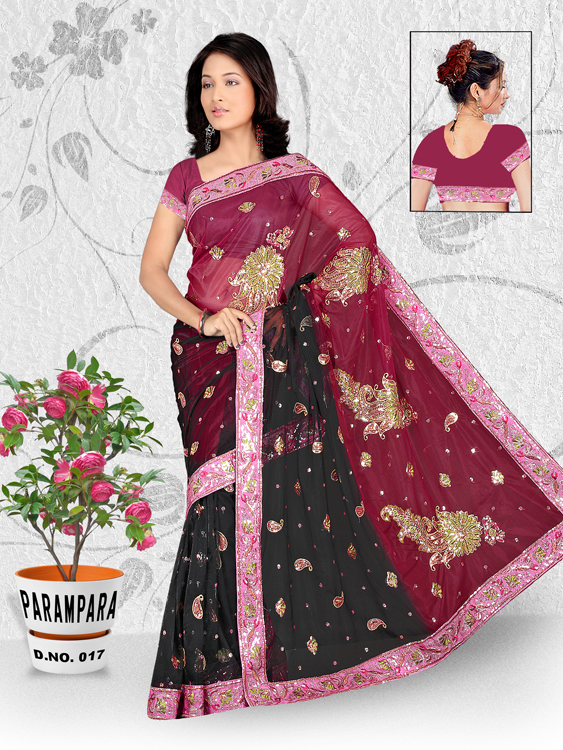 Manufacturers Exporters and Wholesale Suppliers of Embroidery Sequins Saree 22 SURAT Gujarat