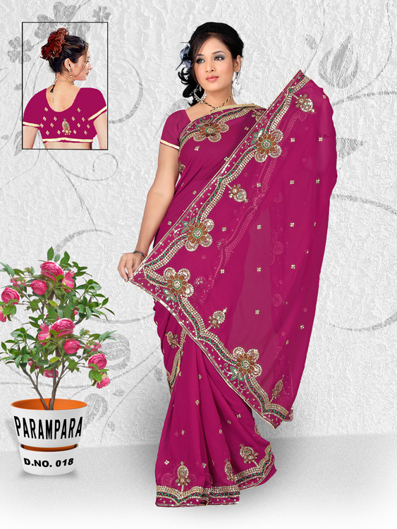 Manufacturers Exporters and Wholesale Suppliers of Embroidery Sequins Saree 23 SURAT Gujarat