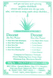 Manufacturers Exporters and Wholesale Suppliers of Decent Cosmo Care  Ahmedabad Gujarat