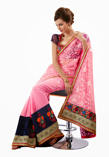 Pink Colored Net Saree Manufacturer Supplier Wholesale Exporter Importer Buyer Trader Retailer in SURAT Gujarat India