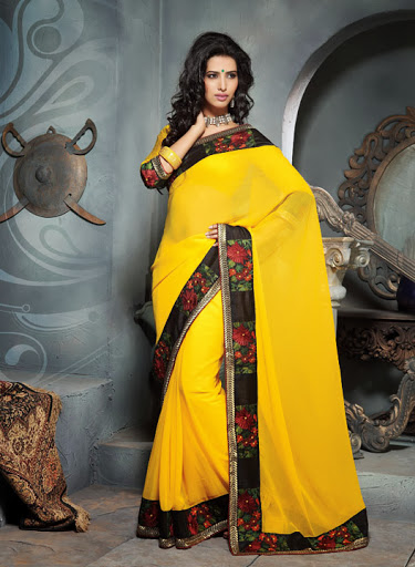 Manufacturers Exporters and Wholesale Suppliers of Yellow Saree SURAT Gujarat