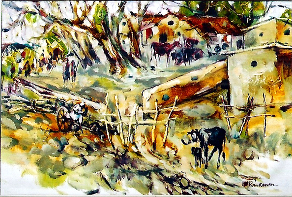 Village Scene Painting