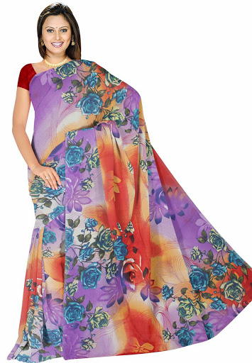 Manufacturers Exporters and Wholesale Suppliers of Purple Red Weightless Saree SURAT Gujarat