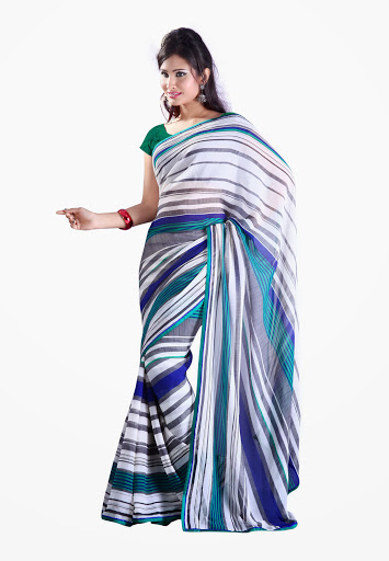Manufacturers Exporters and Wholesale Suppliers of White Grey Sea Green Saree SURAT Gujarat