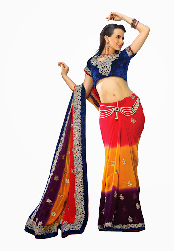 Manufacturers Exporters and Wholesale Suppliers of Red Yellow Violet Saree SURAT Gujarat