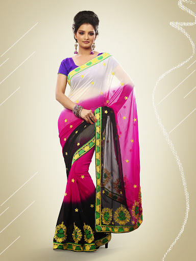 Manufacturers Exporters and Wholesale Suppliers of Pink White Black Saree SURAT Gujarat
