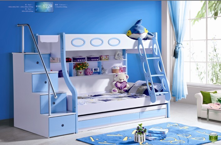 3pcs MDF Panels Children Bunk Bed with Stairs and Drawer Manufacturer Supplier Wholesale Exporter Importer Buyer Trader Retailer in Foshan Guangdong China