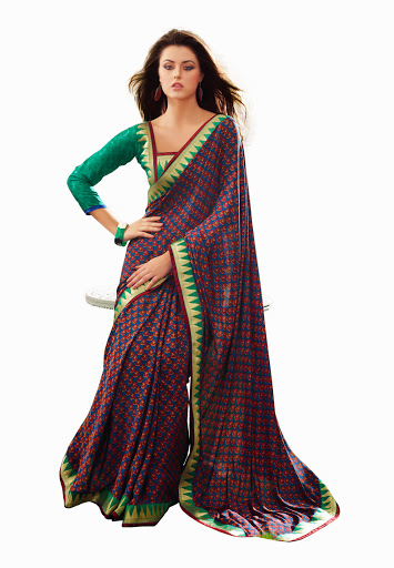 Manufacturers Exporters and Wholesale Suppliers of Blue Maroon Saree SURAT Gujarat