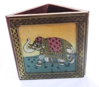 Manufacturers Exporters and Wholesale Suppliers of Black Wooden Gems Stone Painting Pen Holder Jaipur Rajasthan
