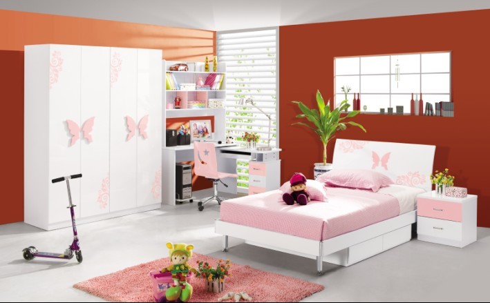 Mdf Pink Princess Children Bedroom Set
