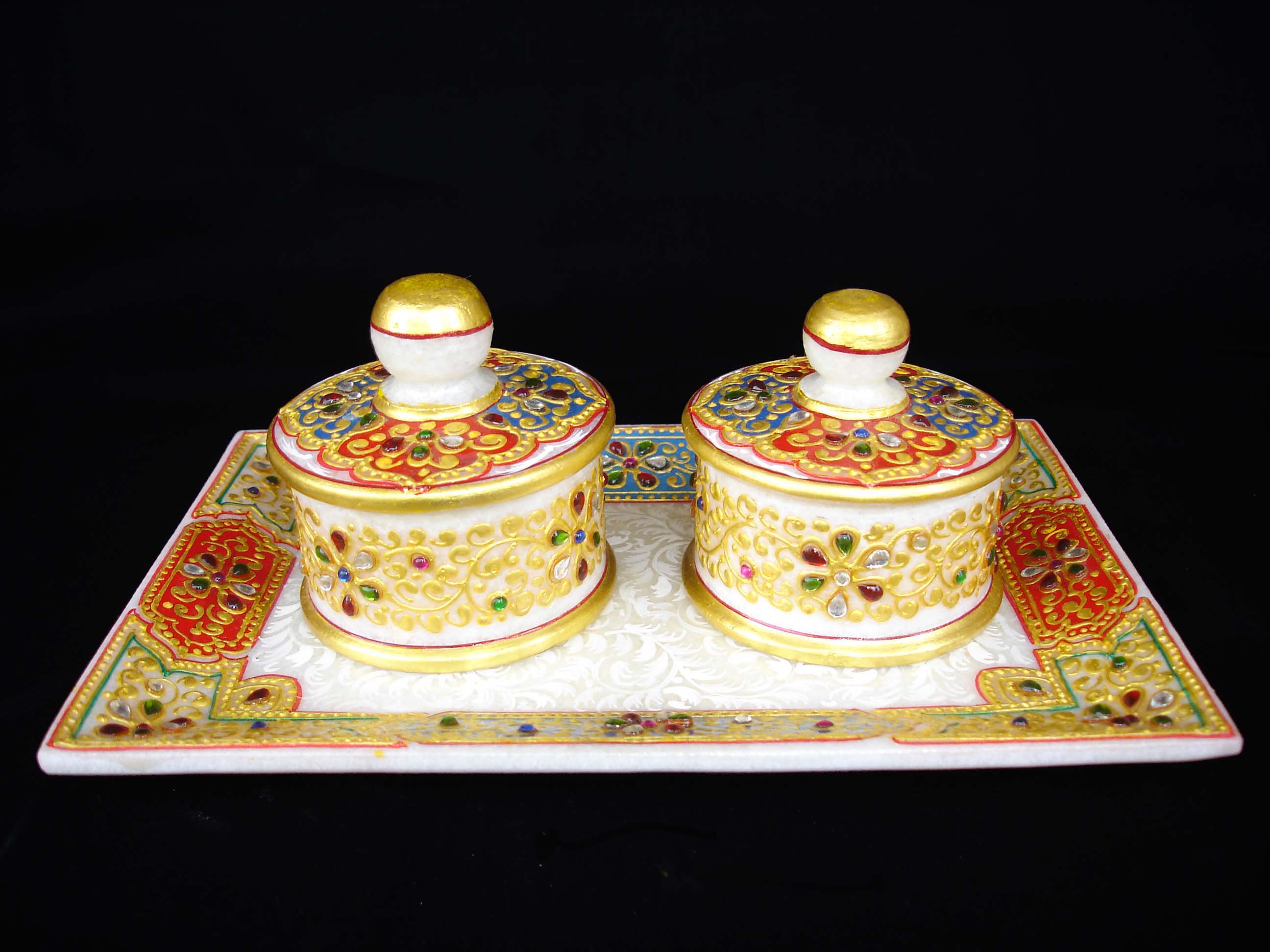 Manufacturers Exporters and Wholesale Suppliers of Marble Matki  With Gold Work 01 Jaipur Rajasthan