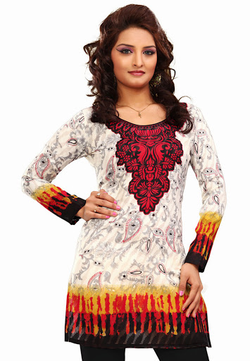 Manufacturers Exporters and Wholesale Suppliers of Off White Blue Cotton Kurti SURAT Gujarat
