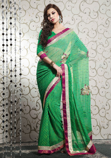 Manufacturers Exporters and Wholesale Suppliers of Sea Green Saree SURAT Gujarat