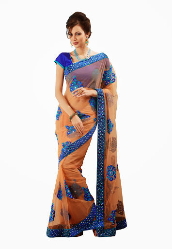 Manufacturers Exporters and Wholesale Suppliers of Peach Colored Saree SURAT Gujarat