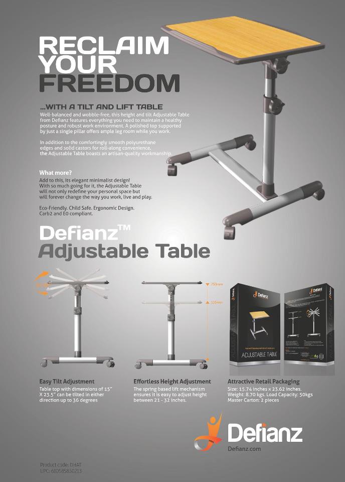 Defianz Height And Tilt Adjustable Table