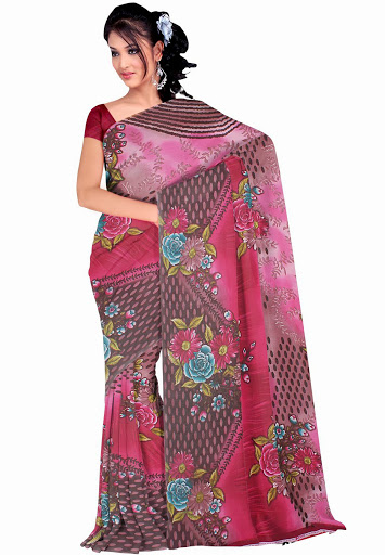 Manufacturers Exporters and Wholesale Suppliers of Magenta Colored Weightless Saree SURAT Gujarat