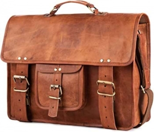 Vintage Goat Leather Messenger Bag, Briefcase for Men and Women â€“ Brown Manufacturer Supplier Wholesale Exporter Importer Buyer Trader Retailer in Ajmer, Rajasthan India