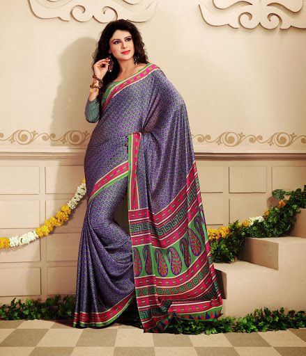 Manufacturers Exporters and Wholesale Suppliers of Green Purple Pink Silk Saree SURAT Gujarat