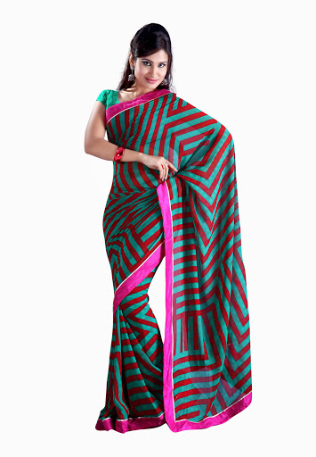 Manufacturers Exporters and Wholesale Suppliers of Red Sea Green Saree SURAT Gujarat