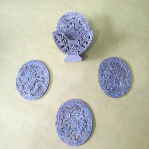 Manufacturers Exporters and Wholesale Suppliers of Indian Hand Carved Soapstone Coasters Agra Uttar Pradesh