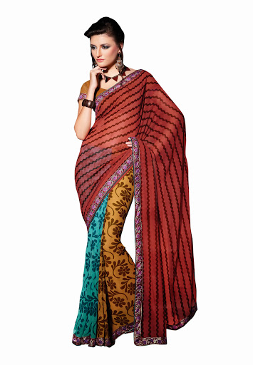 Manufacturers Exporters and Wholesale Suppliers of Red Yellow Light Blue Saree SURAT Gujarat