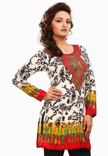 Manufacturers Exporters and Wholesale Suppliers of Cream Red Cotton Kurti SURAT Gujarat