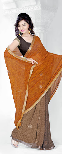 Manufacturers Exporters and Wholesale Suppliers of Mustered Georgette Saree SURAT Gujarat