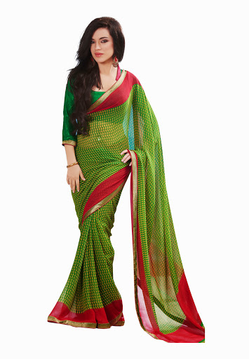 Manufacturers Exporters and Wholesale Suppliers of Green Red Saree SURAT Gujarat