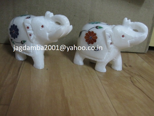 Manufacturers Exporters and Wholesale Suppliers of Marble Elephant with inlay Work Agra Uttar Pradesh
