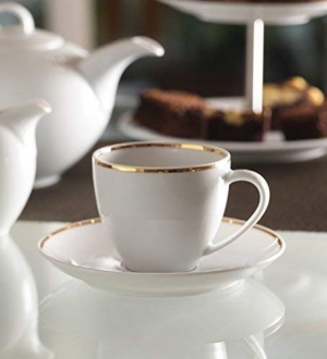 Femora Indian Ceramic Fine Bone China Gold Line Diamond Cut Dinnerware White Tea Cups, Mugs and Saucer-200 ml - Set of 6 (6 Cups, 6 Saucer) Manufacturer Supplier Wholesale Exporter Importer Buyer Trader Retailer in Hyderabad Telanagan India