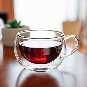 Manufacturers Exporters and Wholesale Suppliers of Femora Borosilicate Glass Double Wall Wide Tea Cup, Set of 2 pcs, Transparent, 300 ml Hyderabad Telanagan