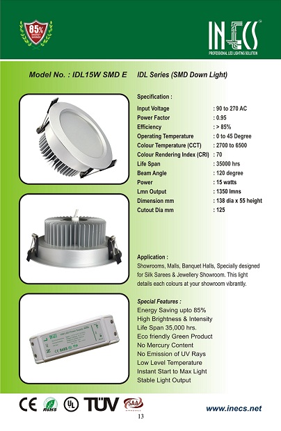 Manufacturers Exporters and Wholesale Suppliers of Model No IDL15W SMD  E Kollam Kerala