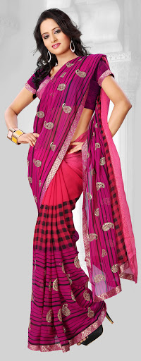 Manufacturers Exporters and Wholesale Suppliers of Magenta Peach Saree SURAT Gujarat