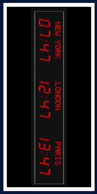 Time Zone Digital Clocks