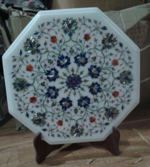 Manufacturers Exporters and Wholesale Suppliers of Pietra Dura White Stoneware Plate Agra Uttar Pradesh