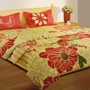 Red Floral Pattern Queen Size Cotton bed sheet Manufacturer Supplier Wholesale Exporter Importer Buyer Trader Retailer in Panaji Goa India