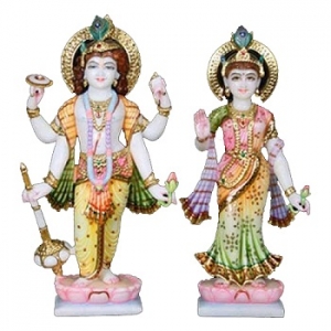 Laxmi Narayan Painted Marble Statue Manufacturer Supplier Wholesale Exporter Importer Buyer Trader Retailer in Jaipur Rajasthan India