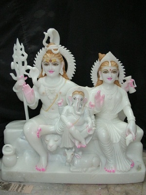 Lord Shiva Parvati Marble Sculpture