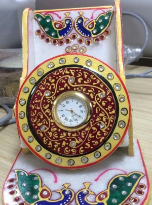 Manufacturers Exporters and Wholesale Suppliers of Marble Mobile Stand with Clock Jaipur Rajasthan