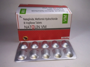 NATGLIN VM TAB (Nateglinide 60 mg + Voglibose 0.2 mg + Metformin 500 mg ) Manufacturer Supplier Wholesale Exporter Importer Buyer Trader Retailer in Jabalpur Madhya Pradesh India