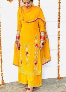 Manufacturers Exporters and Wholesale Suppliers of Designer Punjabi Suit with Palazzos Mohali Punjab